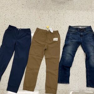 2 pr Boys Stitch Fix Pants, tan with tags 1 blue + 1 pair Lee Jeans (worn once)